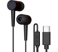 1 Pack Wired Earbuds, USB-C, in-Ear, Mic, Compatible with Phone, Tablet, Laptop, PC for School, Online Class, Meeting, Conference, Practice, Test, Black