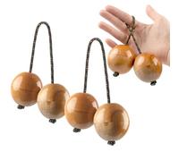 1 Pack Wooden Hand-Painted Kashaka Shaker, Asalato Instrument Rhythmic Ball, Adjustable Length African Shakers, Traditional Aslatuas Double Balls Hand Percussion (Natural Wood (2-Pack))