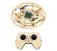 1 Pack Wooden Model Kit RC Quadcopter with LED Lights 3 Speed Control DIY Assembly Toy for Beginners and Hobbyists Night Flight