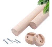 1 Pack Wooden Round Wardrobe Closet Rod for Hanging Clothes Premium Closet Pole Wardrobe Natural Wood Wardrobe Closet Rod with End Supports for Closet Storage(D2cm/0.78in,L 80cm/31.4In)