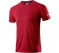 1 Pack Workout Shirts for Men - Activewear Tops Gym Shirts Dry Fit Mesh Moisture Wicking Running Fitness Short Sleeve Crewneck Sports Athletic Red-L