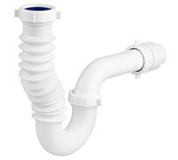(1 Pack) Yariwiz White P Trap 1 1/2 Inch for Bathroom Kitchen Sink Drain Pipe Tubular Kit with Adjustable J-bend, White Threaded Adapter and Blue TPE Washer KSD-004W