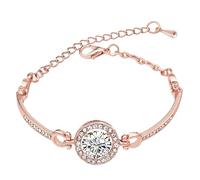1 Pack Zircon Bracelet, Adjustable Alloy Simulation Diamond Bracelet For s Women,Gorgeous Noble Exquisite Jewelry Xmas Valentine's Day Gift For Lady Rose Gold Stylish Lovely and attractive