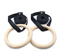 1 Pair 28 MM Gymnastic Rings Wood with Adjustable Long Buckles Straps Workout For Adult Kids Home Gym Fitness for gymnastics(28mm SET)