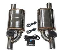 1 Pair 2pcs Car Exhaust System Electric Valve Control Exhaust Pipe Kit Adjustable Valve Angle Silencer Stainless Universal Car Exhaust Tip(51MM shape D)