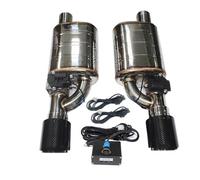1 Pair 2pcs Car Exhaust System Electric Valve Control Exhaust Pipe Kit Adjustable Valve Angle Silencer Stainless Universal Car Exhaust Tip(63MM shape E)