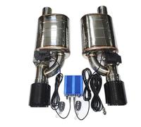 1 Pair 2pcs Car Exhaust System Electric Valve Control Exhaust Pipe Kit Adjustable Valve Angle Silencer Stainless Universal Car Exhaust Tip(70MM shape C)