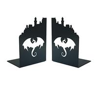 1 Pair 2pcs Heavy Metal Black Book Ends to Hold Books, Book Ends for Home Decorative (Dragon)