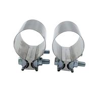 1 Pair 2pcs SHLPDFM 2 1/2" Inch Exhaust Band Clamp T304 Stainless Steel Butt Joint Band Exhaust Clamp Sleeve Coupler Universal for the Catback Muffler Downpipe