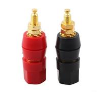 1 Pair 4mm Gold-Plated Speaker Binding Post Terminals, Red Black Banana Socket Adapter for o Mixer, Zinc Alloy Wire Connector