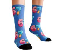 1 Pair 6 7 Socks Ice Cream | Funny 6 7 Meme Socks | Christmas Novelty Ice Cream Six Seven Crew Sock, Fun Number Christmas Six Seven Feetwear, Fun Presents For Boys Girls Men Women