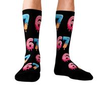 1 Pair 6 7 Socks Ice Cream | Funny 6 7 Meme Socks | Christmas Novelty Ice Cream Six Seven Crew Sock, Fun Number Christmas Six Seven Feetwear, Fun Presents For Boys Girls Men Women