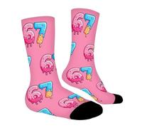 1 Pair 6 7 Socks Ice Cream | Funny 6 7 Meme Socks | Christmas Novelty Ice Cream Six Seven Crew Sock, Fun Number Christmas Six Seven Feetwear, Fun Presents For Boys Girls Men Women
