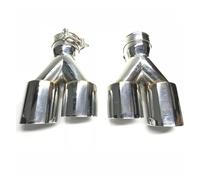 1 Pair 63MM-89MM Double Layer Stainless Steel 1 To 2 Dual Pipe Exhaust Muffler Universal Car Tip Pipes Exhaust Tips(51MM IN-89MM OUT)