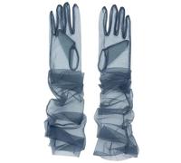 1 Pair 70 cm Bridal Full Finger Gloves, Elegant Tea Party Tulle Gloves, Transparent Tulle Gloves, Elbow Long Gloves for Women, Weddings, Opera, Dinner Parties, Prom, White, navy, 70