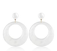 1 Pair 70s Earrings Women'S, White Earrings Women'S, Retro White Acrylic Hoop Earring, Large Round Monochrome Hoop Earring, Simple And Retro Decoration, for Both Women And Girls