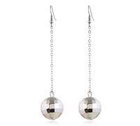 1 Pair 70s Silver Disco Ball Earrings and Vintage Ball Embellishments for Accessories for Women Golden Silver Hanging for Small for for for Fashion