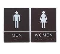 1 Pair Acrylic Braille Restroom Gender Sign for Bathroom Doors