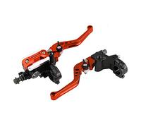 1 Pair Adjustable Break and Clutch Levers, 7/8" Universal Motorcycle Brake Clutch Master Cylinder Reservoir Levers for Motorbike(Red #2) Brakes/brake drums and accessories