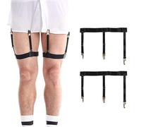1 Pair Adjustable Hidden Men Shirt Stays, Universal Shirt Suspenders Tuckers, Elastic Shirt Holders With Locking Non-Slip Clips Storage Case, Shirt Garters for Police Military Law Enforcement