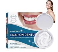 1 Pair Adjustable Snap-On Dentures - False Teeth Top & Bottom Set,Clip in Veneers Teeth with Silicone Reline,Temporary Fake Braces & Instant Smile Repair Kit for Men/Women,Silicone Reline Denture Set