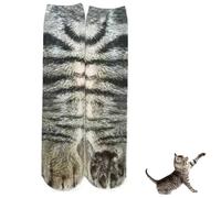 1 Pair Animal Paw Socks,3D Print Animals Feet Pattern Novelty Animals Paws Socks,Creative Fun Sock 40 CM,Funny Birthday Gifts for Women Men,Unisex Adult (UK, Alpha, One Size, Regular, Regular, Cat)