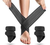 1 Pair Ankle Support Brace for Kids and 1 Pair Elastic Ankle Compression Sleeve,Adjustable Ankles Wraps Supports for Foot Pain,Breathable Neoprene Ankles Support Brace for Sports Youth(Black)