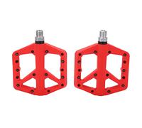 1 Pair Anti Slip Nylon Fiber Bicycle Platform Pedals, Mountain Bike Pedal with Sealed Bearings, Flat Bike Pedals with Anti Skid Nails for Road Mountain Folding Bikes (Red)