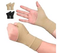 1 Pair Arthritis Wrist & Thumb Support Brace | Compression Wrist Brace for Hand Instability, Improve Circulation | Provide Excellent Support for Thumb Injury, Carpal Tunnel, Tenosynovi (Beige, L)