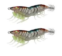 1 Pair Artificial Baits Shrimp Lures Baits With Rings Bead Cuttlefish Hook Lures Glow Squid Jigs Glow Jigs Hook Realistic Shrimp