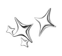 1 Pair Asymmetric Star Earrings for Women Unique Fashion Jewelry Easy to Wear Chic Decorative Design for Various Outfits for Girlfriend Wife Mother Platinum Color