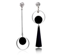 1 Pair Asymmetric Women's Black Hanging Earrings Hollow Crystal Drop Earrings Rock Geometric Earrings Clever design