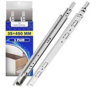 1 Pair Ball Bearing Drawer Runners 450 mm x H 35 mm with Full Extension - Draw Runners Replacement Made of Zinc Coated Steel - Warranty 10 Years - MONTERAL