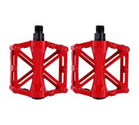 1 Pair Bicycle Pedals Aluminium Alloy Durable Anti Skid Lightweight Platform Pedals for Mountain Bike Road Bike Black Blue Red Green White (Red)