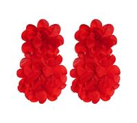 1 Pair Big Earrings for Women Flower Earrings Elegant Rose Dangle Soft Fabric Statement Layered Floral 5.1In, L, Polyester, polyester