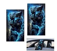 1 Pair Black Panther Car Centre Pillar Sticker Car Decals, Cuttable Car Stickers for Doors B Pillar Bonnet, Anti-Scratch Animal Design Car Decals for Car Van Suitcase Stickers for Travel