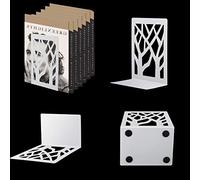 1 Pair Book Ends, MSDADA Desk Bookends Heavy Duty, Book Ends Holder for Shelves, Metal Bookends for Office&School, Book Shelf Holder Home Decorative, Bookend Supports, Book Stoppers(White)