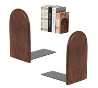 1 Pair Book Ends, Non-Slip Bookends, Wood-Handmade Heavy Duty Book-Ends for Shelves, Nature Walnut-Wood-Books-Stand Bookends for Shelves Home Office and Library