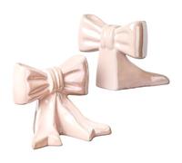 1 pair Bookends, Ceramic Bow Cute Book Ends, Non Slip Cute Bookends For Home Decor Bookshelf Office Desk Gift Decoration
