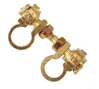 1 Pair Brass Battery Terminal Connector Clips Compatible with Positive and Negative Posts for Car, Truck, and Marine Battery Applications