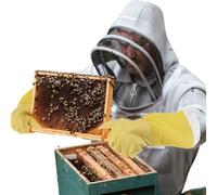 1 Pair Breathable Beekeeping Gloves - Durable Leather Beekeeper Gloves,Ventilated Long Sleeves, Elastic Cuffs Design, Protect Hands for Beekeeper, Practical Apiculture Supplies