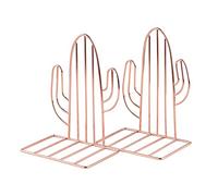 1 Pair Cactus Book Ends, MSDADA Desk Bookends Heavy Duty, Book Ends Holder for Shelves, Metal Bookends for Office&School, Book Shelf Holder Home Decorative, Bookend Supports, Book Stoppers(Rose Gold)