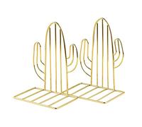 1 Pair Cactus Book Ends, MSDADA Desk Bookends Heavy Duty, Book Ends Holder for Shelves, Metal Bookends for Office&School, Book Shelf Holder Home Decorative, Bookend Supports, Book Stoppers(Gold)