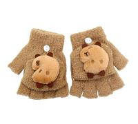 1 Pair Capybara Fingerless Gloves Kids,Winter Gloves with Flap Cover Convertible Fingerless Mittens,Winter Warm Knitted Glove,Warm Fleece Fingerless Mittens,Capybara Gift for Girls Boys Age 3-8 (A)