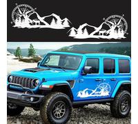 1 Pair Car Decal Compass Mountain Deer Forest, Waterproof Vinyl Auto Stickers Car Side Body Window Stickers Car Hood Decal Auto Decor for SUV Off-Road Vehicles Jeep Camper Van RV, White, 39.4 * 16.5"