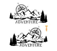 1 Pair Car Decals Compass Mountain Forest, Waterproof Vinyl Auto Decal Car Side Body Stickers Auto Graphic Stickers Hood Decal Car Window Stickers Decor for SUV Off-Road Vehicles Jeep Camper RV Truck
