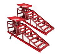 1 Pair Car Ramps Vehicle Ramp Hydraulic Lifting Jack, 2 Ton Tonne Adjustable Height Heavy Duty Garage Workshop Tool Red