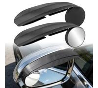 1 Pair Car Rearview Mirror Rain Covers with Small Round Mirrors,Car Blind Spot Mirror with Rain Guard,Carbon Fiber Texture Wing Mirrors Rain Guards,Smoke Guard Mirror Rain Protector for Car,SUV,Truck