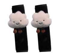 1 Pair Car Seat Strap Pads, Cute Cartoon Cloud Car Seat Belt Cover with Loop-and-Hook Tape, Fluffy Plush Seatbelt Cushion, Reusable Universal Seat Belt Cover Pad for Shoulder Neck