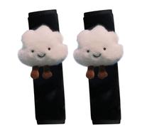 1 Pair Car Seat Strap Pads, Cute Cartoon Cloud Car Seat Belt Cover with Loop-and-Hook Tape, Fluffy Plush Seatbelt Cushion, Reusable Universal Belt Cover Pad for Shoulder Neck